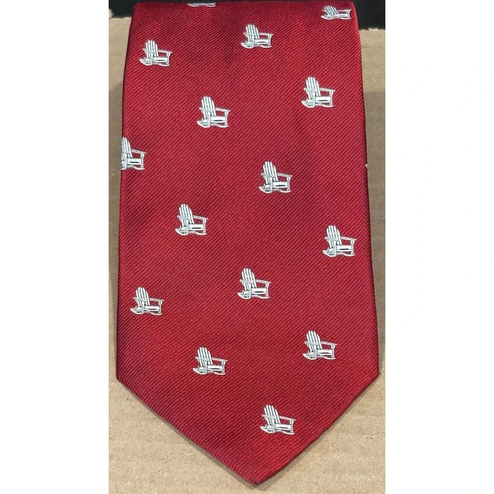 Brooks Brothers Adirondack Chair Country Club Tie Red Silk USA Made Woven‎ Italy